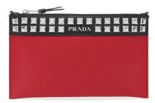 Studded leather pouch